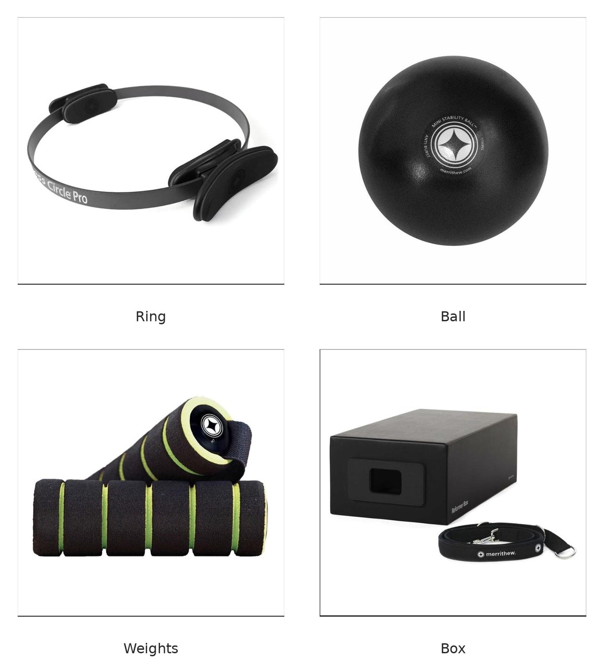 Merrithew reformer accessory bundle - ring, ball, weights and box